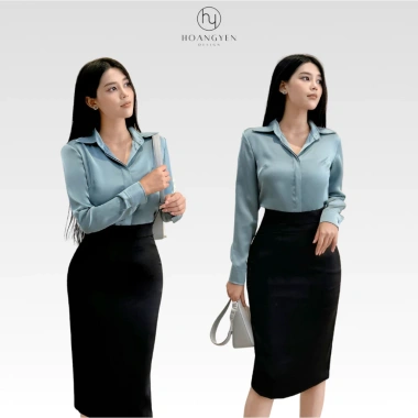Áo sơ mi lụa Tô Châu nữ cổ Đức, vải dày dặn bền, dễ mặc dễ phối – AS001 7