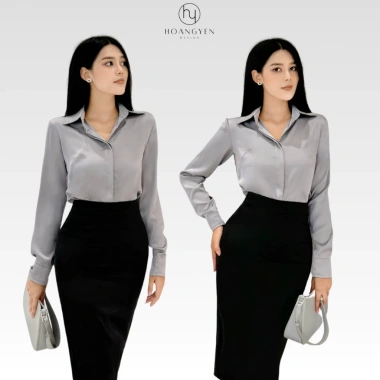 Áo sơ mi lụa Tô Châu nữ cổ Đức, vải dày dặn bền, dễ mặc dễ phối – AS001 8