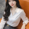 Áo sơ mi lụa trắng dài tay OXATYL M37 - Chữ in chìm thanh lịch, giảm giá 265.000 VND, giá gốc 325.950 VND