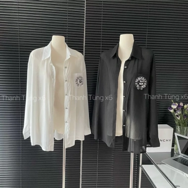 Áo sơ mi lụa unisex form rộng in chữ cá tính - áo khoác mỏng du lịch, đi chơi hottrend, giảm 21%