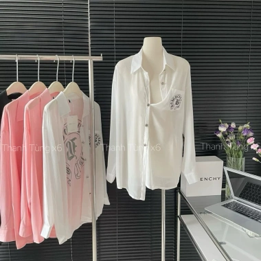 Áo sơ mi lụa unisex form rộng in chữ cá tính - áo khoác mỏng du lịch, đi chơi hottrend, giảm 21%