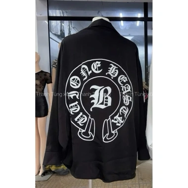 Áo sơ mi lụa unisex form rộng in chữ cá tính - áo khoác mỏng du lịch, đi chơi hottrend, giảm 21%