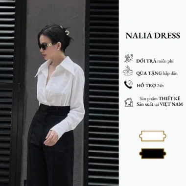 Áo sơ mi lụa vân 11 màu Nalia Nelly - Đệm cầu vai, cúc vạt cổ dài, măng sét tay cao hottrend 2.025