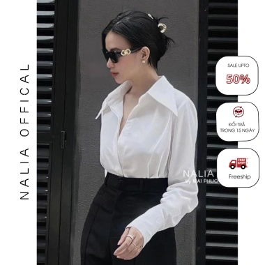 Áo sơ mi lụa vân 11 màu Nalia Nelly - Đệm cầu vai, cúc vạt cổ dài, măng sét tay cao hottrend 2.025 10