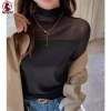 Áo sơ mi lưới ren cổ cao nửa cổ - Thời trang thu, sang trọng, giá 71.172đ 3