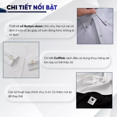 Áo sơ mi nam button down dài tay LADOS-8.165 lụa cao cấp cufflink, lịch lãm 190k