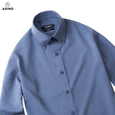 Áo sơ mi nam button down xanh tím ADINO vải bamboo sợi tre slimfit công sở trẻ trung Giá chỉ 399.000₫ 2