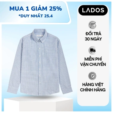 Áo sơ mi nam Caro Style LADOS-8.184 vải thô cotton, siêu thấm hút mồ hôi, giữ form chuẩn, lịch lãm 262k