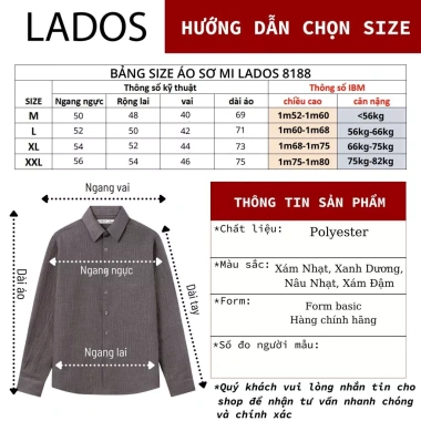 Áo sơ mi nam casual tay dài LADOS-8.188 vải xược mềm, thoáng mát, regular fit, trẻ trung - 181k 2