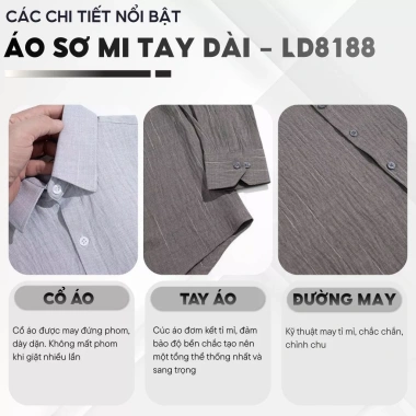 Áo sơ mi nam casual tay dài LADOS-8.188 vải xược mềm, thoáng mát, regular fit, trẻ trung - 181k 5