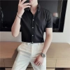 Áo sơ mi nam cộc tay HT trắng đen ôm vải lụa - Công sở Hàn Quốc 300k 4