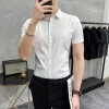 Áo sơ mi nam cộc tay HT trắng đen ôm vải lụa - Công sở Hàn Quốc 300k 5
