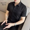Áo sơ mi nam cộc tay HT trắng đen ôm vải lụa - Công sở Hàn Quốc 300k 6