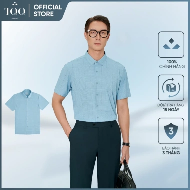 Áo sơ mi nam cộc tay thun lạnh TQQ SMK03C màu xanh, co giãn tốt, kẻ ô cổ điển công sở - Giá chỉ 479.700₫