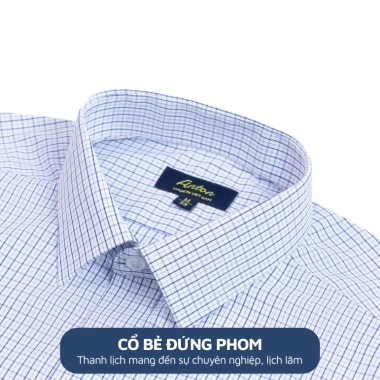 Áo sơ mi nam công sở Anton Somianton xanh dương dài tay, kẻ caro trắng xanh, cotton, 380k 3 Áo sơ mi nam công sở Anton Somianton xanh dương dài tay, kẻ caro trắng xanh, cotton, 380k 3