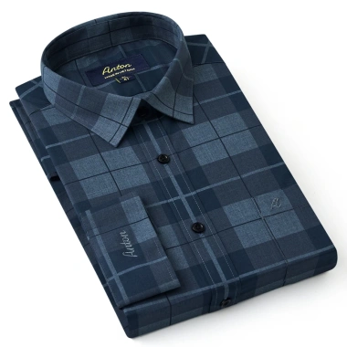 Áo sơ mi nam công sở Anton Somianton xanh than kẻ caro sợi tre thoáng mát, thấm hút mồ hôi - giảm còn 380k
