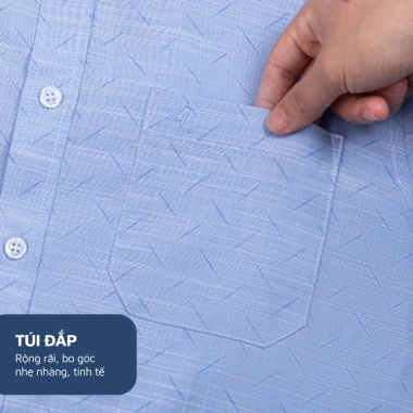 Áo Sơ Mi Nam Công Sở Anton Xanh Dương Cotton Họa Tiết In - Giá Ưu Đãi 380k