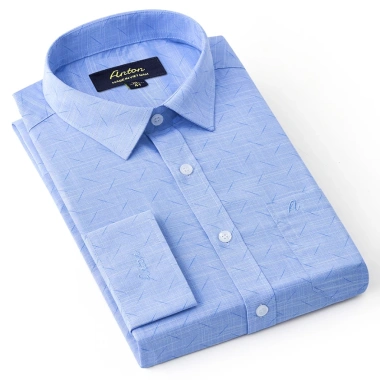 Áo Sơ Mi Nam Công Sở Anton Xanh Dương In Chìm Cotton - Giá 380k Giảm Đặc Biệt