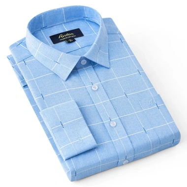 Áo Sơ Mi Nam Công Sở Anton Xanh Dương In Chìm Cotton - Giá 380k Giảm Đặc Biệt