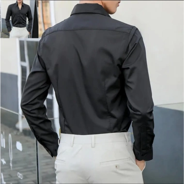 Áo sơ mi nam công sở cổ V mới, vải lụa Thái chống nhăn, dáng slimfit SMV2C 5