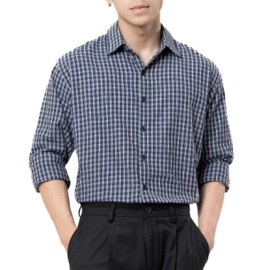 Áo sơ mi nam công sở LADOS-8.183 linen cotton caro nhỏ thanh lịch thấm hút mồ hôi 253.000 VND