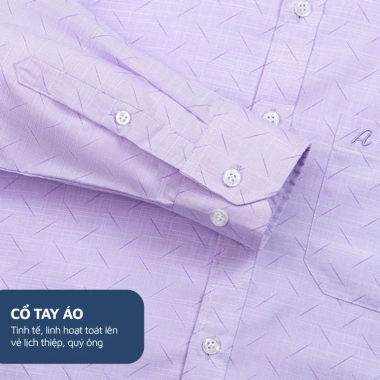 Áo Sơ Mi Nam Công Sở Trung Niên Anton Màu Tím Chấm Bi Dài Tay Cotton In Chìm - Giá chỉ 380.000đ