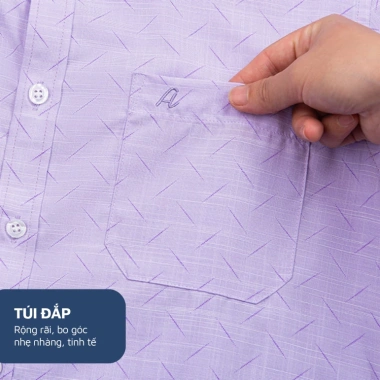 Áo Sơ Mi Nam Công Sở Trung Niên Anton Màu Tím Chấm Bi Dài Tay Cotton In Chìm - Giá chỉ 380.000đ