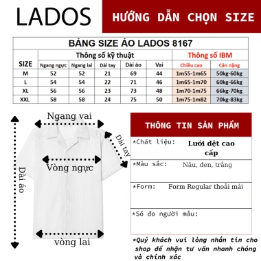 Áo Sơ Mi Nam Cuban Shirt LADOS-8.167 Vải Lưới Cao Cấp, Thoáng Mát, Form Relaxed - Giá 235.000₫
