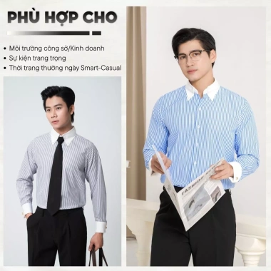 Áo sơ mi nam cufflink kẻ sọc LADOS-18.193 form regular, poplin, cổ button down sang trọng - Giá chỉ 226.000₫ 4
