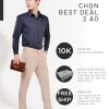 Áo sơ mi nam dài tay HTSM vải Kate oxford 40% cotton, cổ bẻ, medium fit, túi ngực - 219k 7