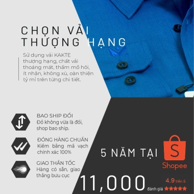 Áo sơ mi nam dài tay HTSM vải Kate oxford 40% cotton, cổ bẻ, medium fit, túi ngực - 219k