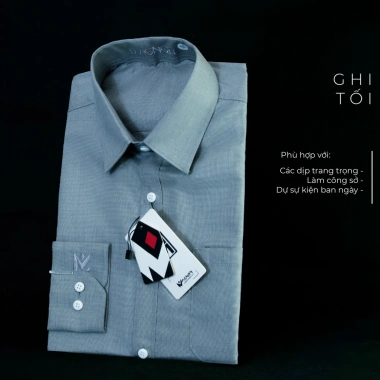 Áo sơ mi nam dài tay HTSM vải Kate oxford 40% cotton, cổ bẻ, medium fit, túi ngực - 219k 10 Áo sơ mi nam dài tay HTSM vải Kate oxford 40% cotton, cổ bẻ, medium fit, túi ngực - 219k 10