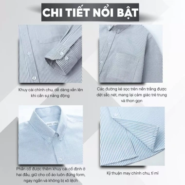 Áo sơ mi nam dài tay kẻ sọc nhí Oxford cao cấp LADOS-18.126 Hàn Quốc, có túi, đa màu, chỉ 181.000đ