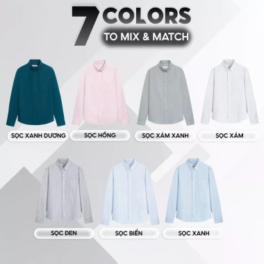 Áo sơ mi nam dài tay kẻ sọc nhí Oxford cao cấp LADOS-18.126 Hàn Quốc, có túi, đa màu, chỉ 181.000đ