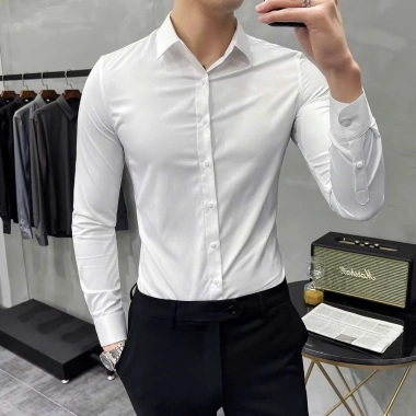 Áo sơ mi nam dài tay không nhăn trắng, body Hàn Quốc, cotton lụa mát, giảm giá 99k 10 Áo sơ mi nam dài tay không nhăn trắng, body Hàn Quốc, cotton lụa mát, giảm giá 99k 10