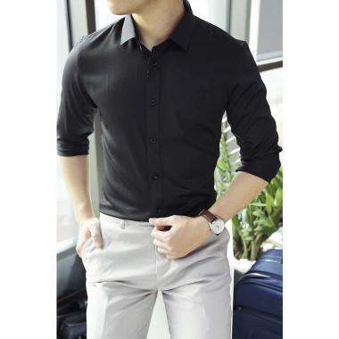 Áo sơ mi nam dài tay kiểu Hàn Quốc công sở màu đen F8.888 - 119k, lịch lãm
