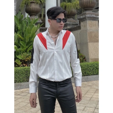 Áo sơ mi nam dài tay POLI MAN trắng phối đỏ - Giá 375.000 VND giảm 20%