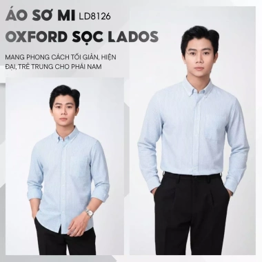 Áo sơ mi nam dài tay sọc vải Oxford cao cấp LADOS-8.126 - Thời trang trẻ trung, có túi, giảm giá 181.000₫