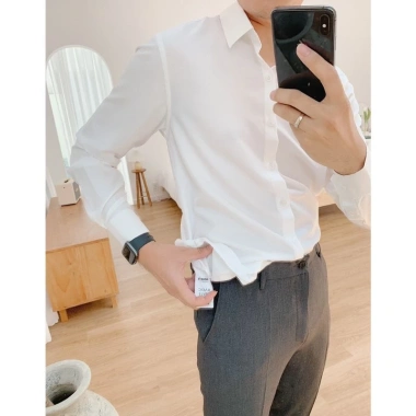 Áo sơ mi nam dài tay trắng công sở cotton mịn cao cấp, giá 119.000đ
