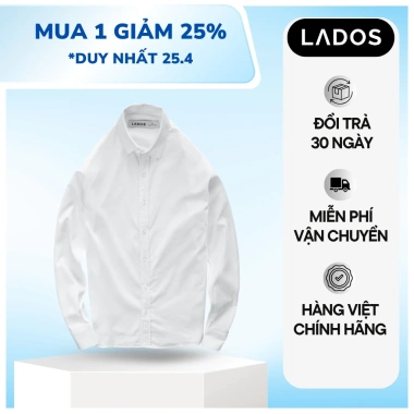 Áo sơ mi nam dài tay trơn LADOS-8.087 vải đũi thấm hút, sang trọng, giảm giá 200k