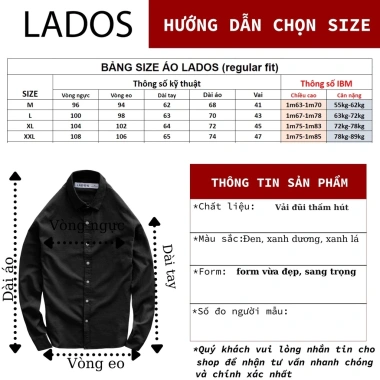 Áo sơ mi nam dài tay trơn LADOS-8.087 vải đũi thấm hút, sang trọng, giảm giá 200k