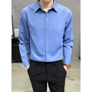 Áo sơ mi nam dài tay vải lụa, phom vừa người, tôn dáng, giá ưu đãi 120.000₫