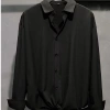 Áo sơ mi nam đen trơn tay dài, size M-8XL, thời trang lịch lãm, giảm còn 211.330₫ 8