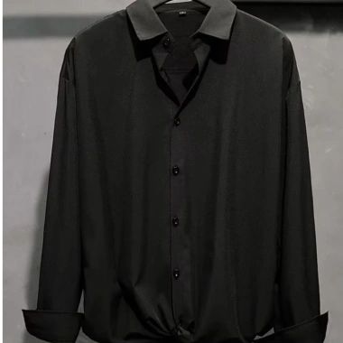 Áo sơ mi nam đen trơn tay dài, size M-8XL, thời trang lịch lãm, giảm còn 211.330₫ 8