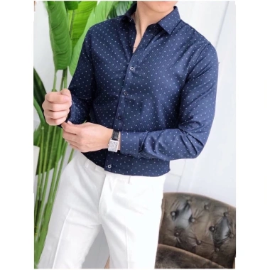 Áo sơ mi nam FATUNO gấp hộp, vải trơn mát, họa tiết nhỏ, chống nhăn, không phai màu - Giá 179.000₫