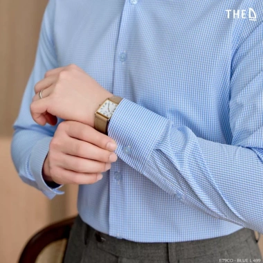 Áo sơ mi nam formal cotton chuẩn The D, size M‑XL, màu xanh, giá 499.000₫ 3 Áo sơ mi nam formal cotton chuẩn The D, size M‑XL, màu xanh, giá 499.000₫ 3