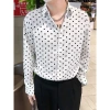 Áo sơ mi nam Hàn Quốc cao cấp Drape không kim dài tay đen trắng chấm bi giảm giá 3
