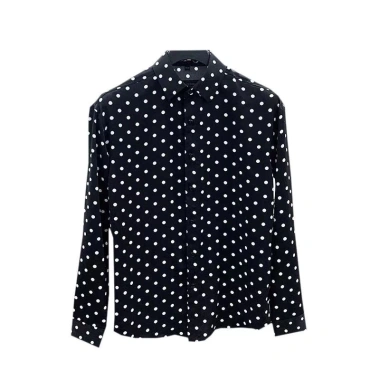 Áo sơ mi nam Hàn Quốc cao cấp Drape không kim dài tay đen trắng chấm bi giảm giá 5 Áo sơ mi nam Hàn Quốc cao cấp Drape không kim dài tay đen trắng chấm bi giảm giá 5