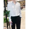 Áo sơ mi nam Hàn Quốc cao cấp Drape không kim dài tay đen trắng chấm bi giảm giá 6
