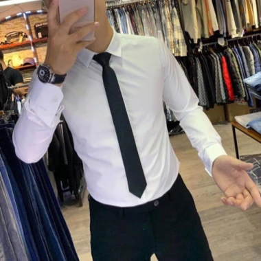 Áo sơ mi nam Hàn Quốc slimfit cotton lụa không nhăn không xù tay dài - Giá 159.200₫
